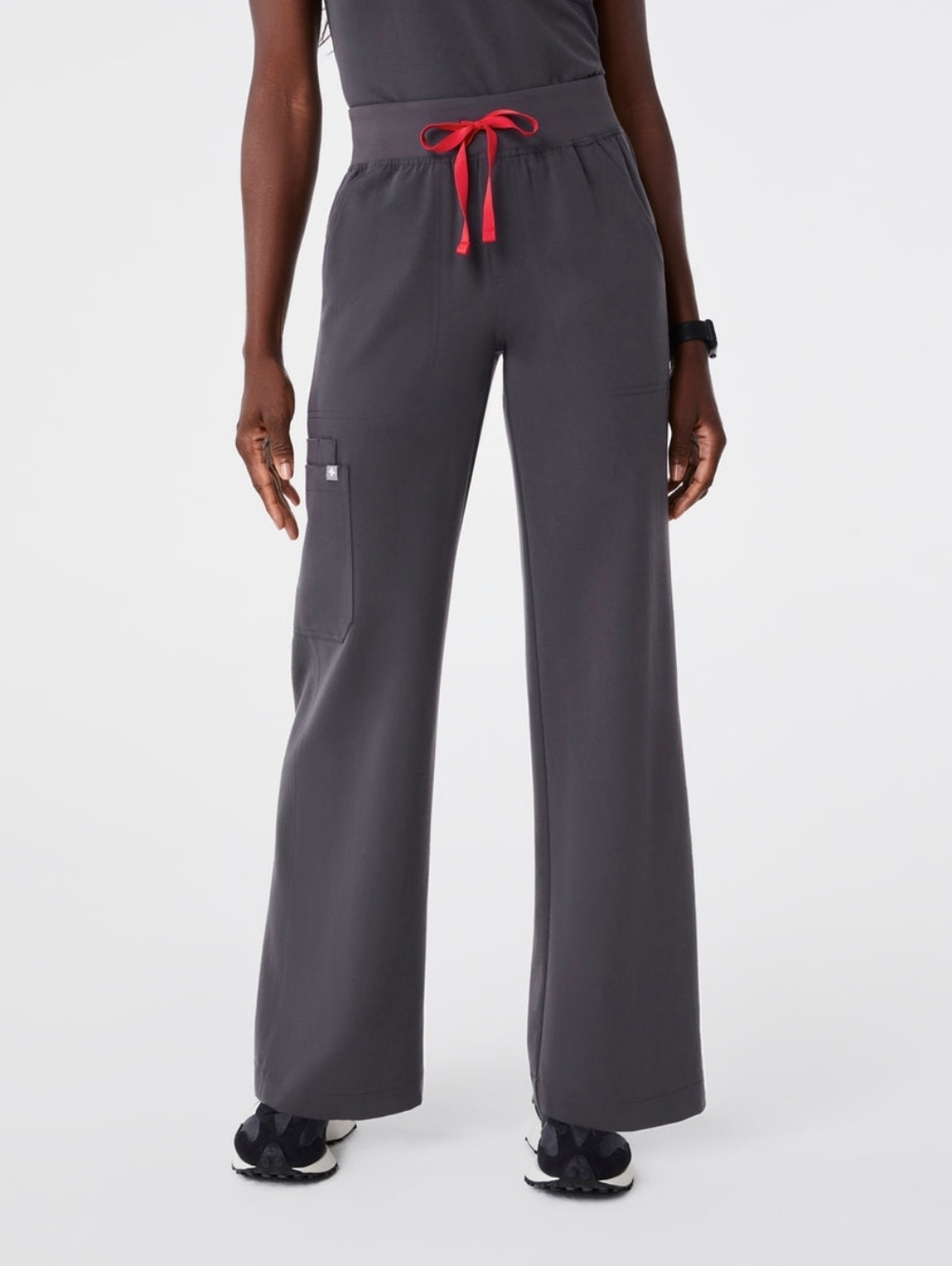 Figs Charcoal High Waisted Isabel Wide Leg Scrub